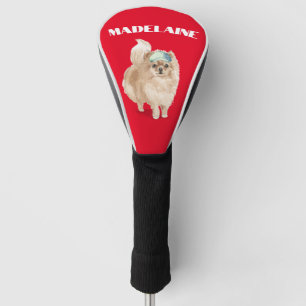Pomeranian Dog Lover Red Personal Golf Head Cover