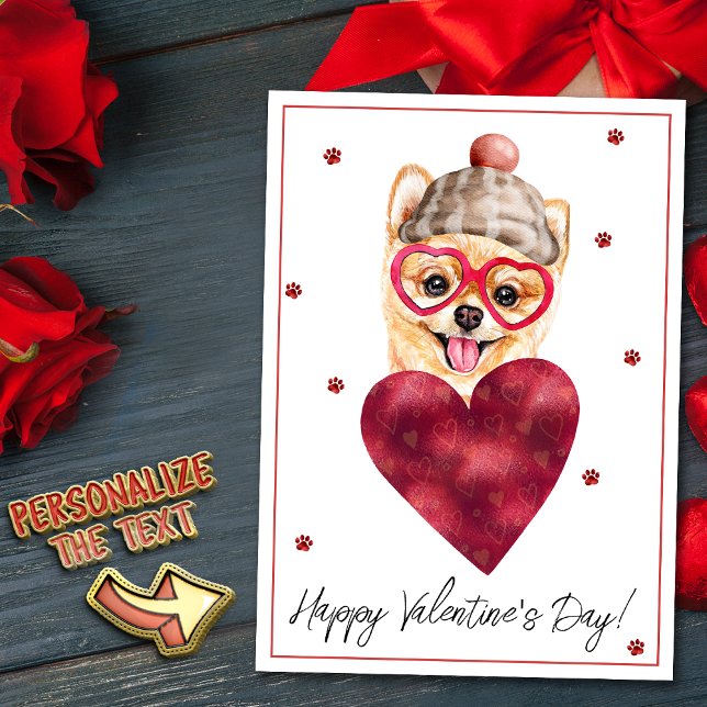 Pomeranian Dog Lover Valentine Gift Holiday Card (Creator Uploaded)