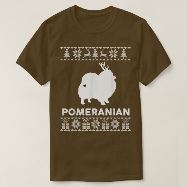 Pomeranian Dog Lover Xmas Reindeer Ugly Christmas  T-Shirt (Design Front)