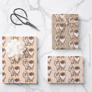 Pomeranian Dog Lovers Wrapping Paper Sheets