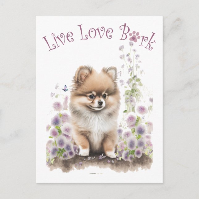 Pomeranian Dog Mom Floral Postcard (Front)