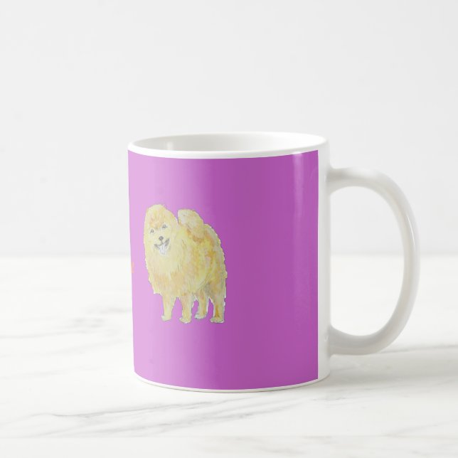 Pomeranian Dog Mugs add name front. (Right)