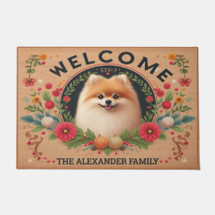 Pomeranian Dog Paradise, Personalized Name Welcome Doormat