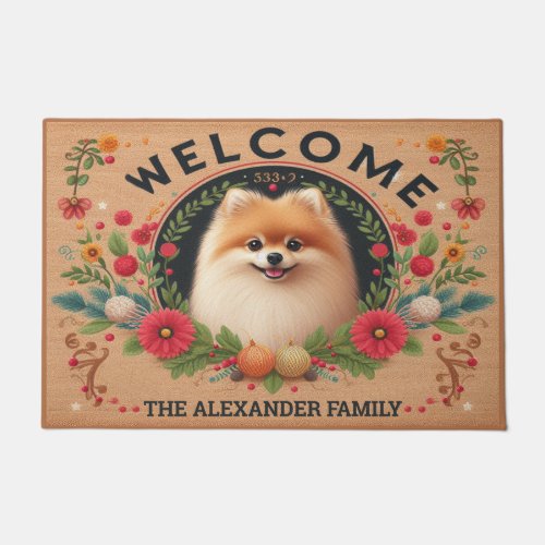 Pomeranian Dog Paradise Personalized Name Welcome Doormat