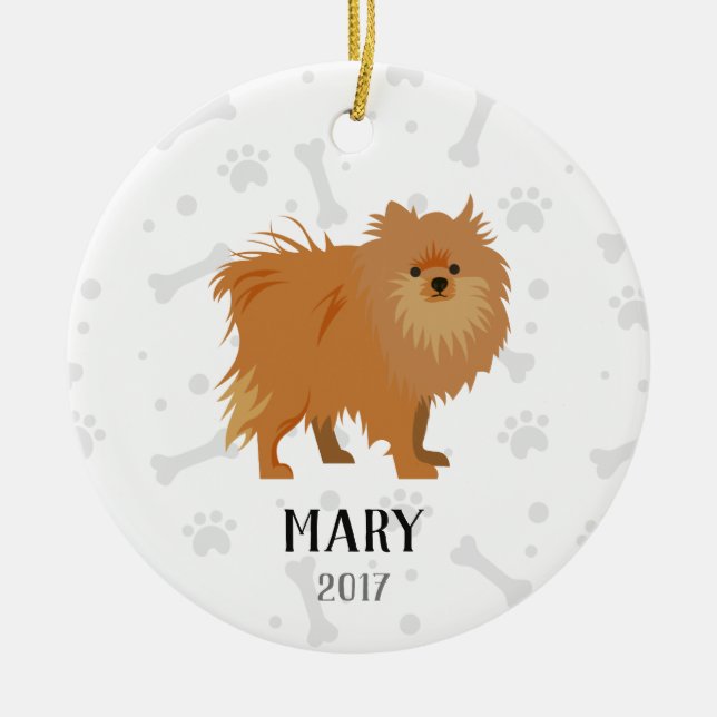 Pomeranian Dog Personalized Christmas Ornament (Front)