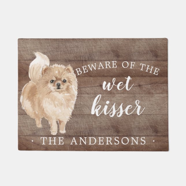 Pomeranian Dog Personalized Door Mat (Front)