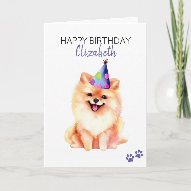 Pomeranian Dog Personalized Happy Birthday  Card (Front)