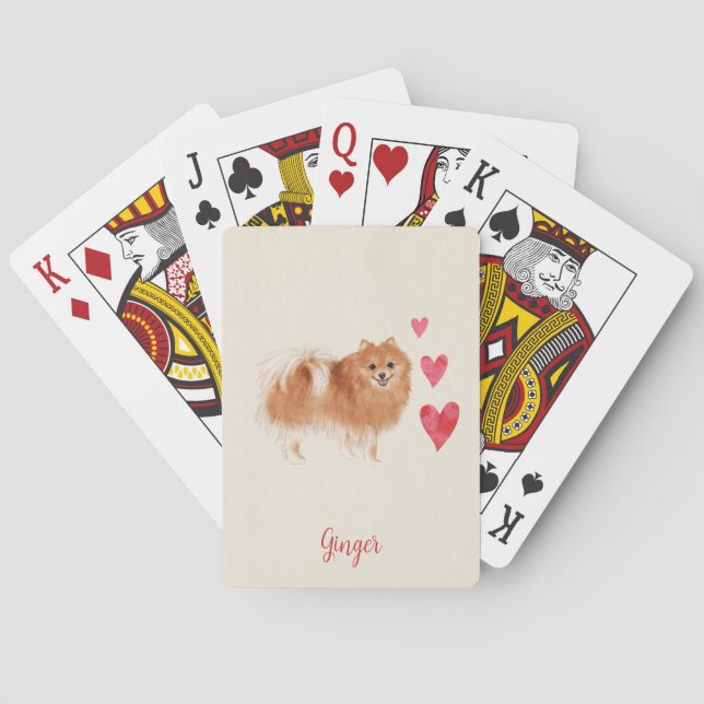 Pomeranian Dog Personalized Pet Name Poker Cards (Back)