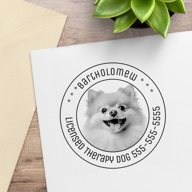 Pomeranian Dog Pet Photo Round Rubber Stamp (Creator Uploaded)