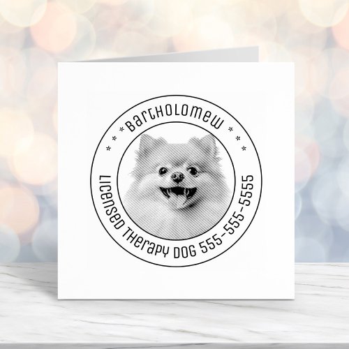Pomeranian Dog Pet Photo Round Self_inking Stamp
