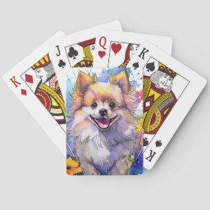 Pomeranian Dog Playing Cards