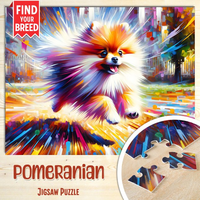 Pomeranian Dog Portrait Acrylic Art Print Dog Jigsaw Puzzle (Creator Uploaded)