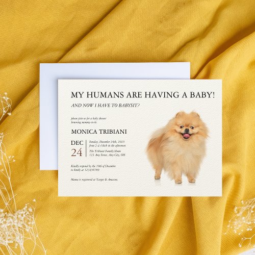 Pomeranian Dog Puppy Baby Shower Minimalist Invitation