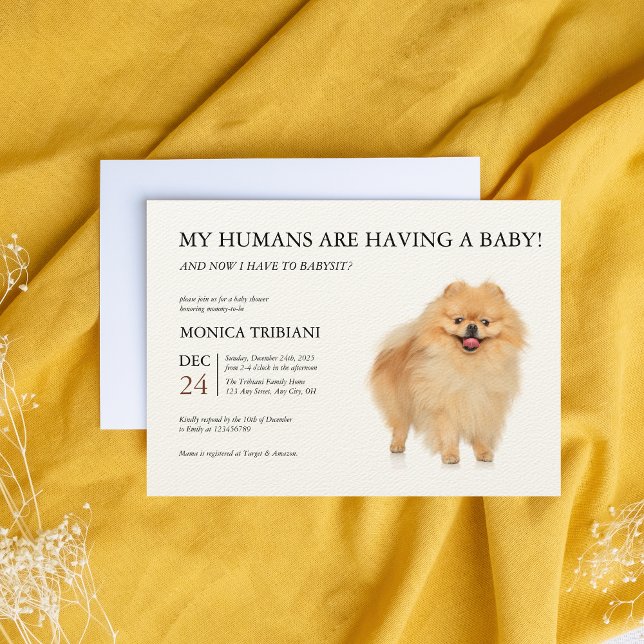 Pomeranian Dog Puppy Baby Shower Minimalist Invitation (Creator Uploaded)