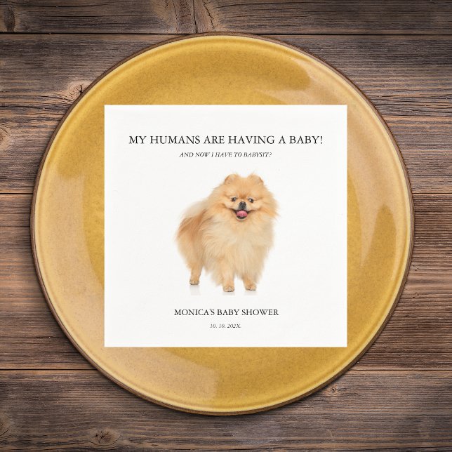 Pomeranian Dog Puppy Baby Shower Minimalist Napkins (Creator Uploaded)