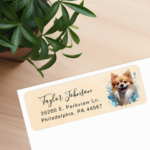 Pomeranian Dog Return Address Label