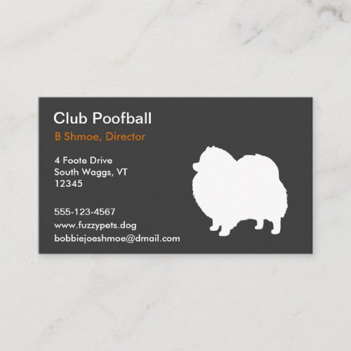 Pomeranian Dog Silhouette Business Card