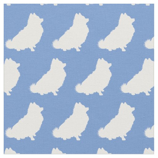 Pomeranian Dog Silhouette Pet Light Blue Fabric