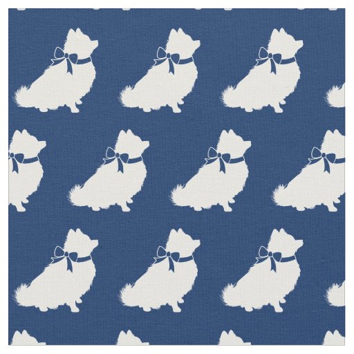 Pomeranian Dog Silhouette Pet Navy Blue Fabric