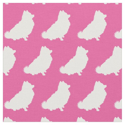 Pomeranian Dog Silhouette Pet Pink Fabric