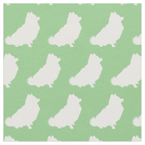 Pomeranian Dog Silhouette Pet Sage Green Fabric