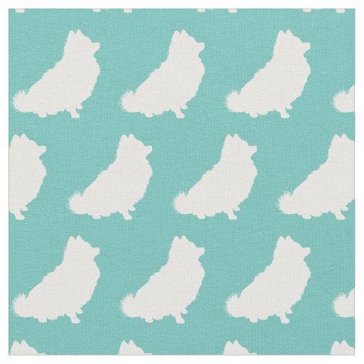 Pomeranian Dog Silhouette Pet Teal Fabric