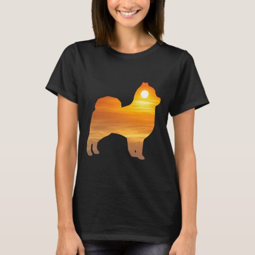 Pomeranian Dog Silhouette Sunrise T_Shirt