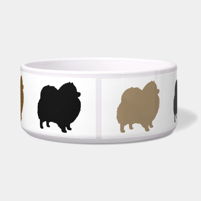 Pomeranian Dog Silhouettes Bowl (Back)