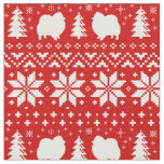 Pomeranian Dog Silhouettes Christmas Holiday Fabric