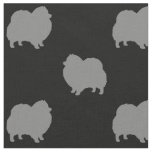 Pomeranian Dog Silhouettes Pattern Black and Grey Fabric