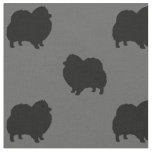 Pomeranian Dog Silhouettes Pattern Black and Grey Fabric