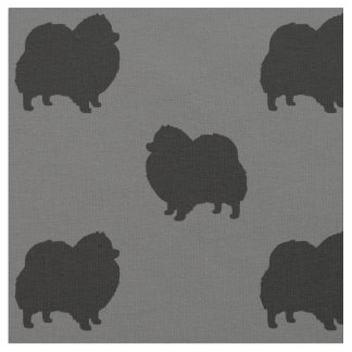 Pomeranian Dog Silhouettes Pattern Black and Grey Fabric