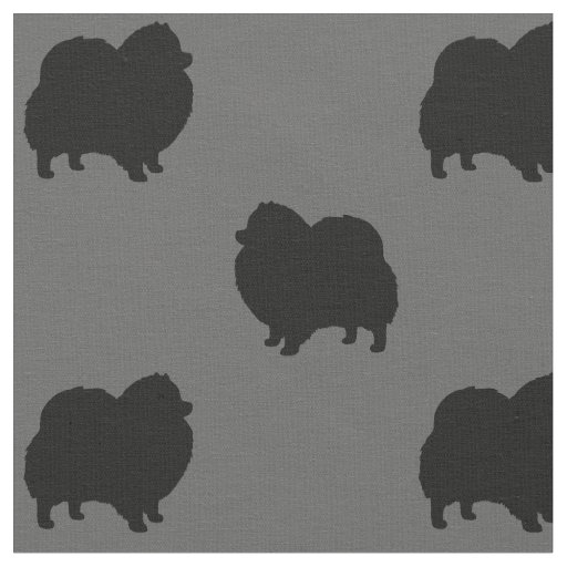 Pomeranian Dog Silhouettes Pattern Black and Grey Fabric