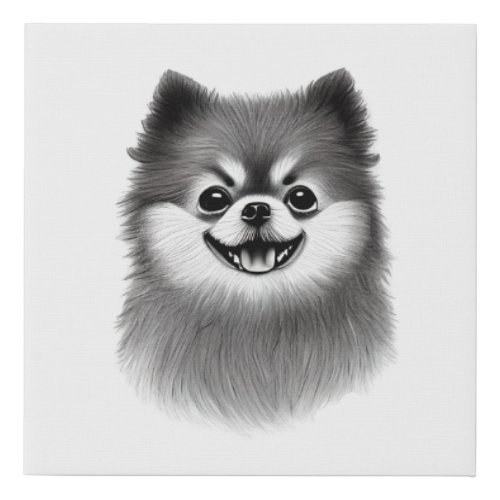 Pomeranian Dog Sketch Faux Canvas Print