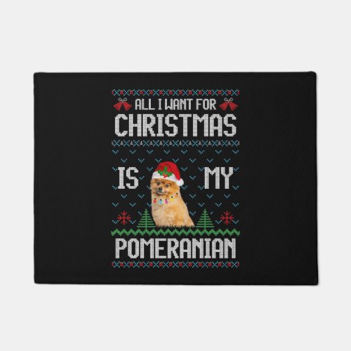 Pomeranian Dog Ugly Christmas Sweater Doormat