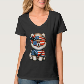 Pomeranian Dog USA Patriotic Tee Fourth of July Me