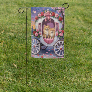 Pomeranian Dog Valentine's Day Garden Flag
