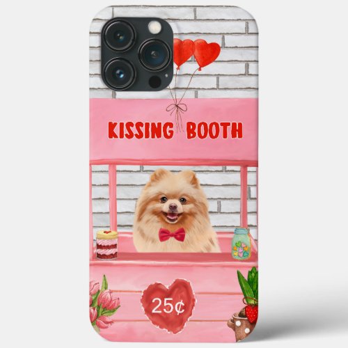 Pomeranian Dog Valentines Day Kissing Booth iPhone 13 Pro Max Case