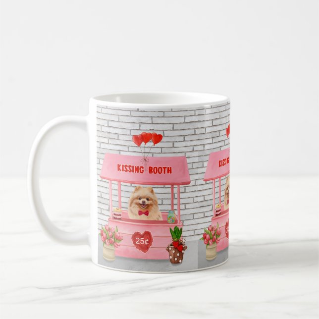 Pomeranian Dog Valentine's Day Kissing Booth Coffee Mug (Left)