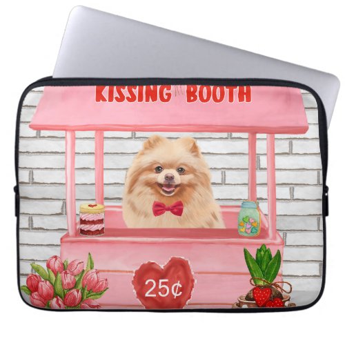 Pomeranian Dog Valentines Day Kissing Booth Laptop Sleeve