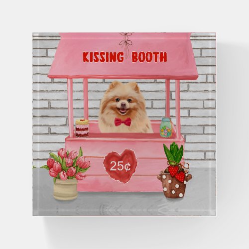 Pomeranian Dog Valentines Day Kissing Booth Paperweight