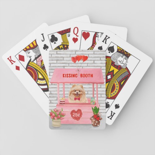 Pomeranian Dog Valentines Day Kissing Booth Playing Cards