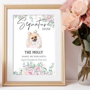 Pomeranian Dog Wedding Signature Drink Sign