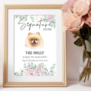 Pomeranian Dog Wedding Signature Drink Sign