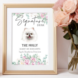 Pomeranian Dog Wedding Signature Drink Sign