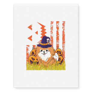 Pomeranian Dog Witch Dancing Pumpkins Halloween Us Temporary Tattoos