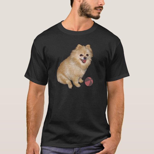Pomeranian Dog with Ball T-Shirt (Front)