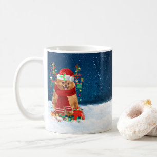 Pomeranian dog with Christmas gifts Coffee Mug