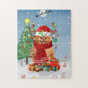 Pomeranian dog with Christmas gifts Jigsaw Puzzle
