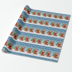 Pomeranian dog with Christmas gifts Wrapping Paper